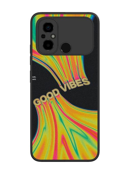 Good Vibes Glossy Metal Phone Cover for Poco C55 Zapvi