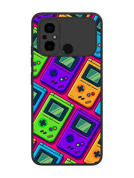 Game Seamless Pattern Glossy Metal Phone Cover for Poco C55 Zapvi