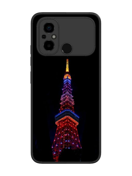 Eiffel Tower Night View Glossy Metal Phone Cover for Poco C55 Zapvi