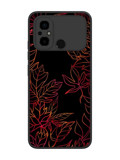 Red Floral Pattern Glossy Metal Phone Cover for Poco C55 Zapvi