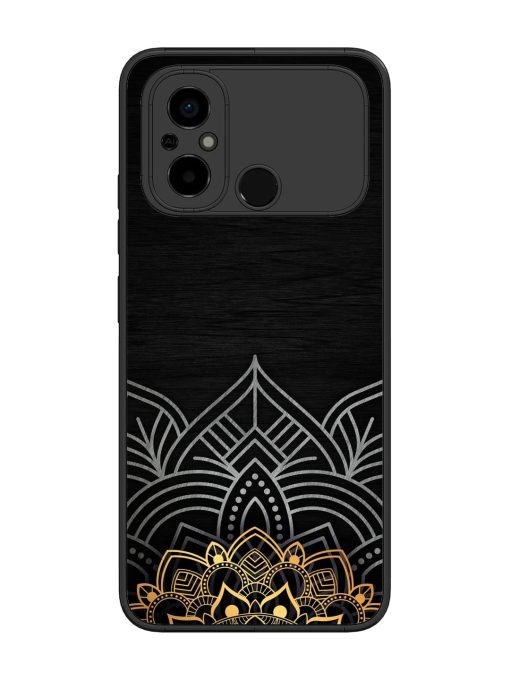 Decorative Golden Pattern Glossy Metal Phone Cover for Poco C55 Zapvi