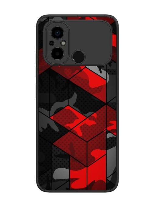 Royal Red Camouflage Pattern Glossy Metal Phone Cover for Poco C55