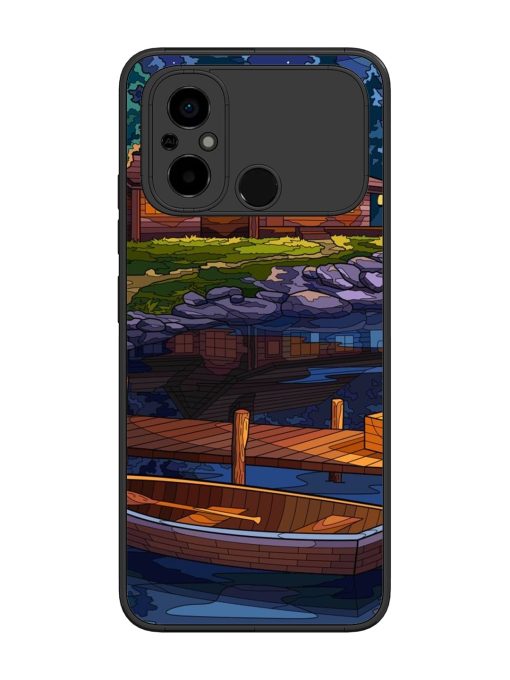 Village Night Scene Glossy Metal Phone Cover for Poco C55