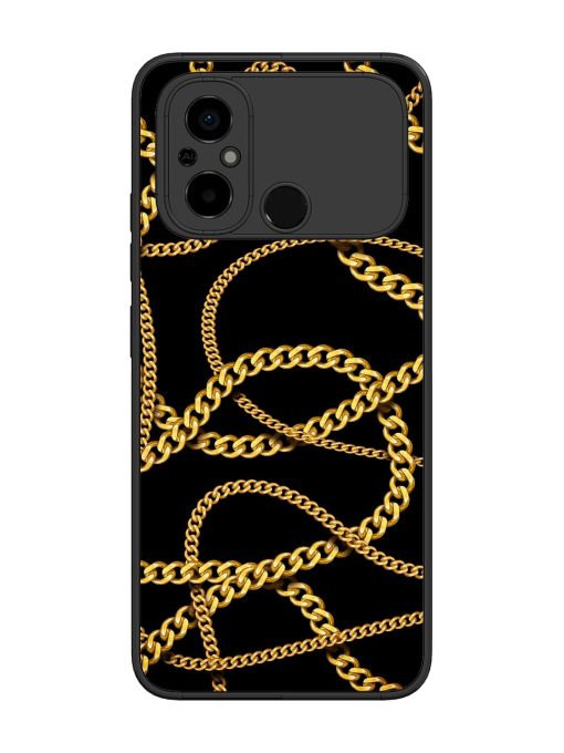 Decorative Golde Chain Glossy Metal Phone Cover for Poco C55 Zapvi