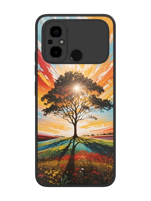 Abstract Tree Colorful Art Glossy Metal Phone Cover for Poco C55 Zapvi