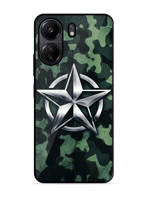 Indian Army Star Design Glossy Metal Phone Cover for Poco C65