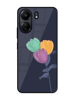 Flower Vector Glossy Metal Phone Cover for Poco C65