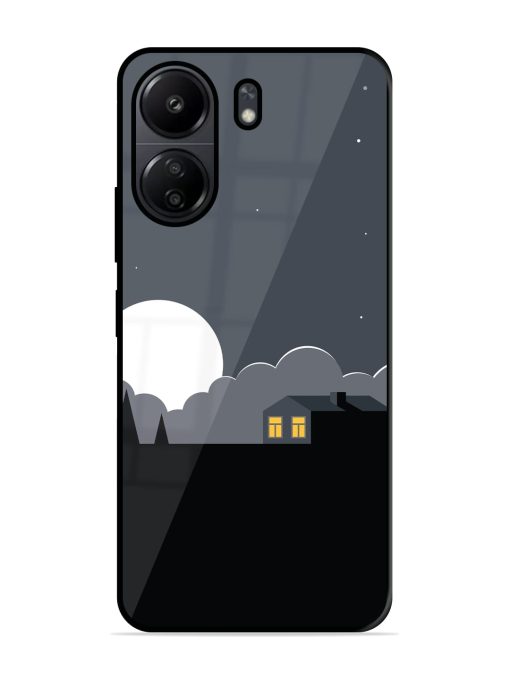 Full Moon Vector Art Glossy Metal Phone Cover for Poco C65