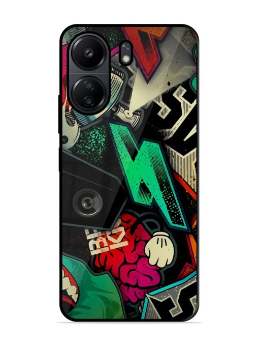 Graffiti Art Glossy Metal Phone Cover for Poco C65 Zapvi