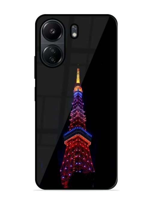 Eiffel Tower Night View Glossy Metal Phone Cover for Poco C65 Zapvi