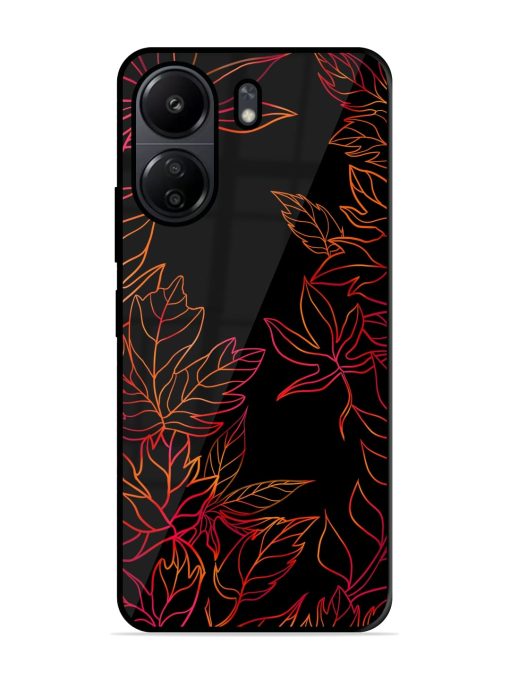 Red Floral Pattern Glossy Metal Phone Cover for Poco C65 Zapvi