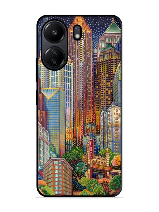 Cityscapes Art Glossy Metal Phone Cover for Poco C65 Zapvi