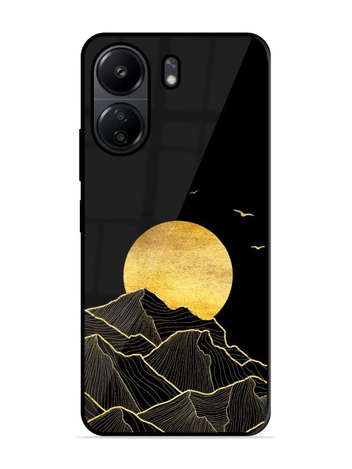 Golden Sunrise Glossy Metal Phone Cover for Poco C65