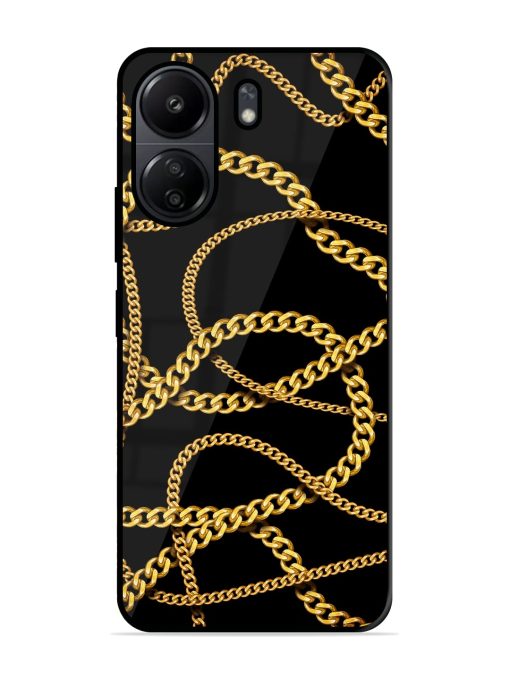 Decorative Golde Chain Glossy Metal Phone Cover for Poco C65