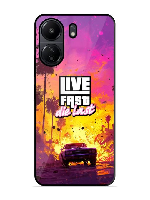 Live Fast Glossy Metal Phone Cover for Poco C65