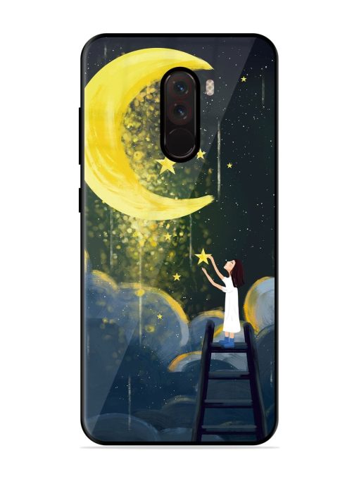 Moonlight Healing Night Illustration Glossy Metal TPU Phone Cover for Poco F1