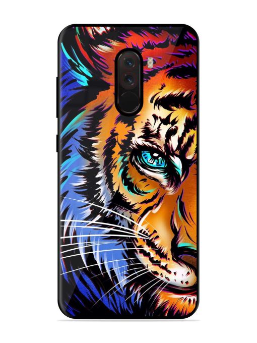 Colorful Lion Art Glossy Metal Phone Cover for Poco F1