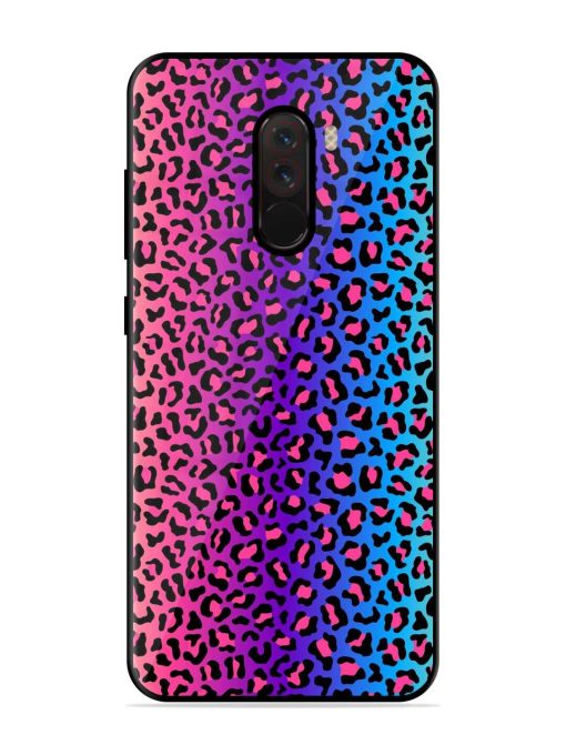 Colorful Leopard Seamless Glossy Metal Phone Cover for Poco F1 Zapvi