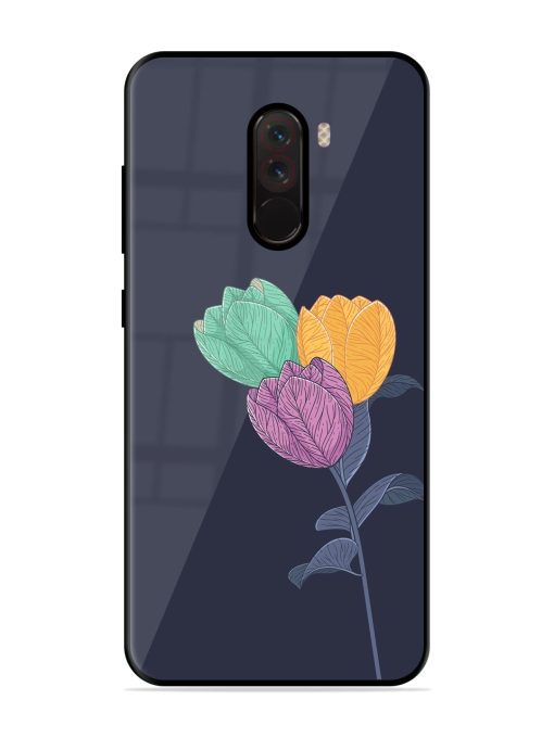 Flower Vector Glossy Metal Phone Cover for Poco F1