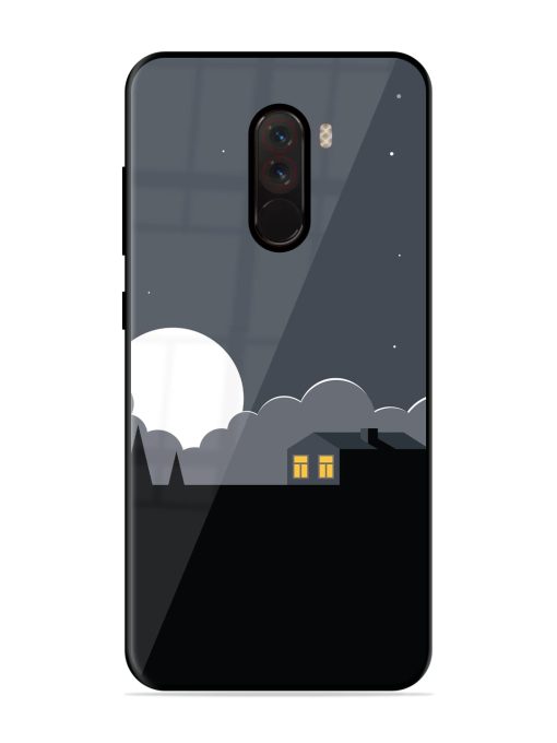 Full Moon Vector Art Glossy Metal Phone Cover for Poco F1