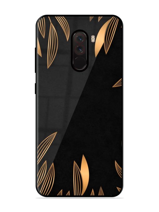 Golden Leaf Pattern Glossy Metal Phone Cover for Poco F1 Zapvi