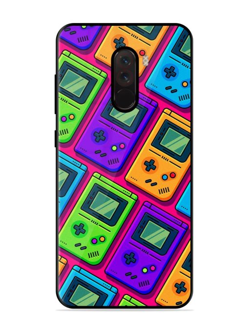 Game Seamless Pattern Glossy Metal Phone Cover for Poco F1 Zapvi