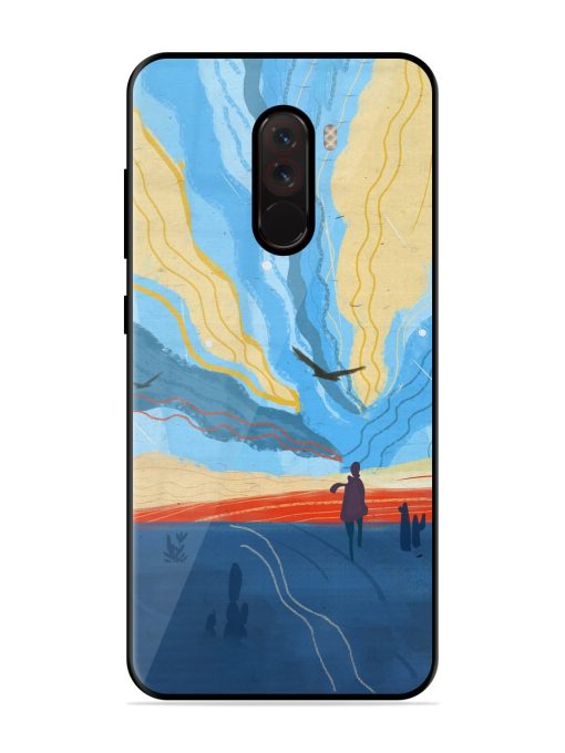 Minimal Abstract Landscape Glossy Metal Phone Cover for Poco F1