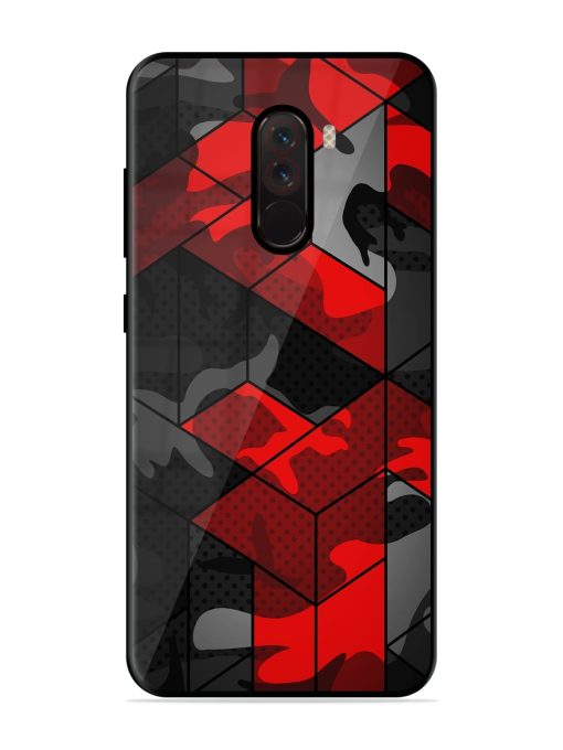 Royal Red Camouflage Pattern Glossy Metal Phone Cover for Poco F1 Zapvi