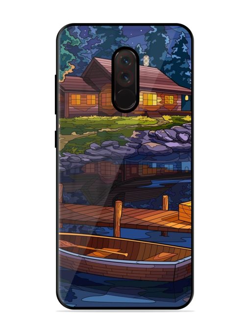 Village Night Scene Glossy Metal Phone Cover for Poco F1 Zapvi