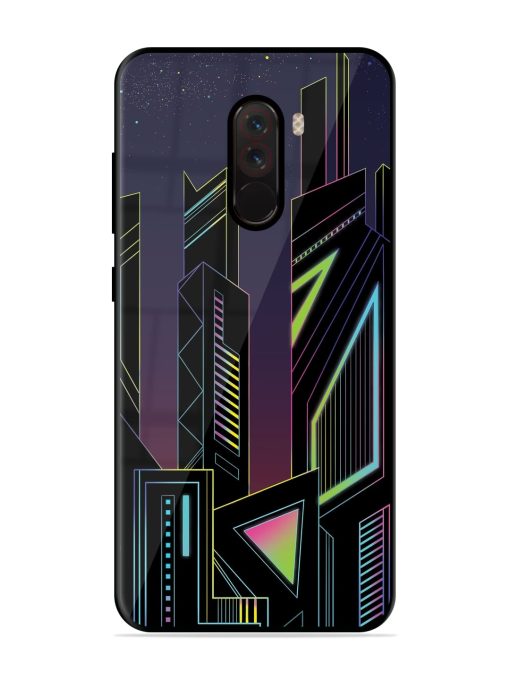 Neon Dreamscape Glossy Metal Phone Cover for Poco F1 Zapvi