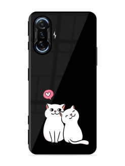 Cat Love Glossy Metal Phone Cover for Poco F3 Gt (5G)