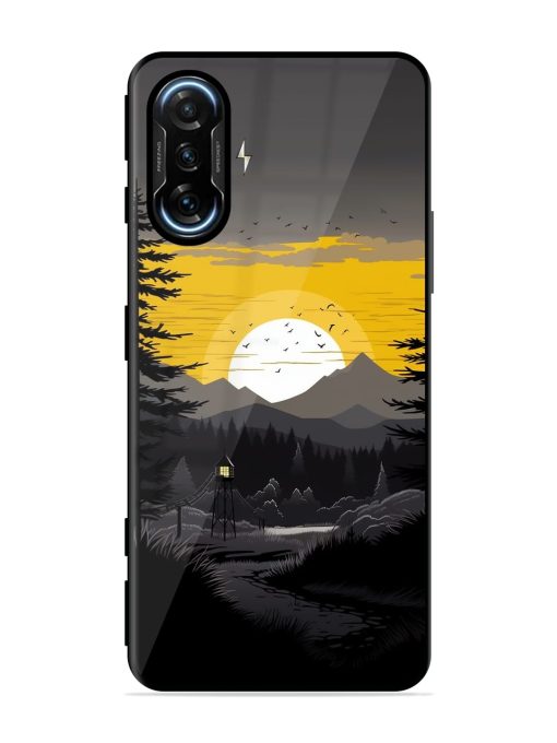 Sunset Vector Glossy Metal Phone Cover for Poco F3 Gt (5G) Zapvi