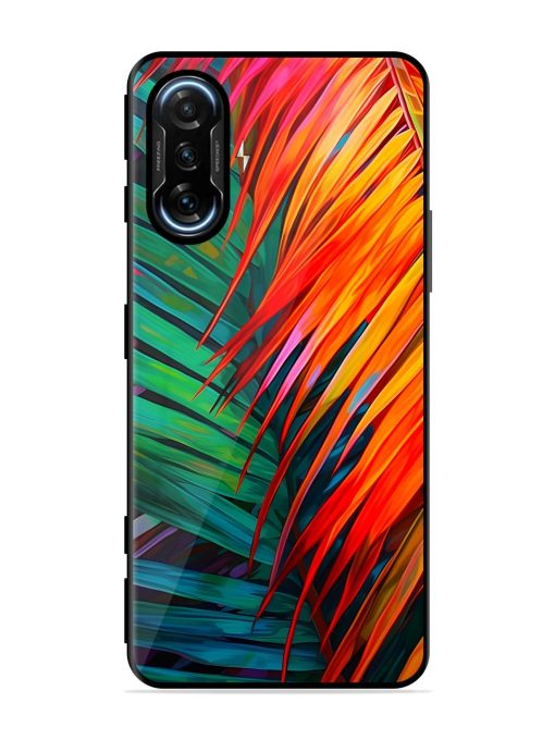 Painted Tropical Leaves Glossy Metal Phone Cover for Poco F3 Gt (5G) Zapvi