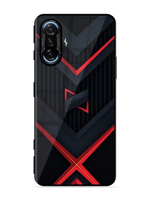 Red Gray Abstract Glossy Metal Phone Cover for Poco F3 Gt (5G)