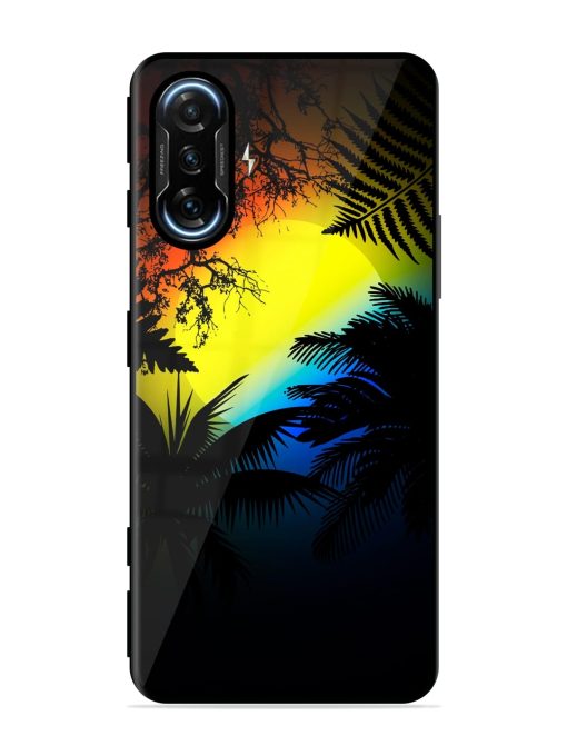 Colorful Sunset With Palm Trees Glossy Metal Phone Cover for Poco F3 Gt (5G)