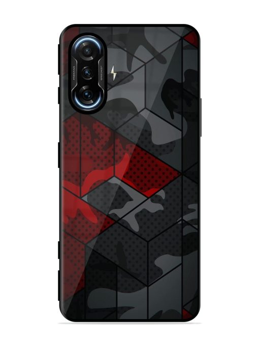 Red And Grey Pattern Glossy Metal Phone Cover for Poco F3 Gt (5G)