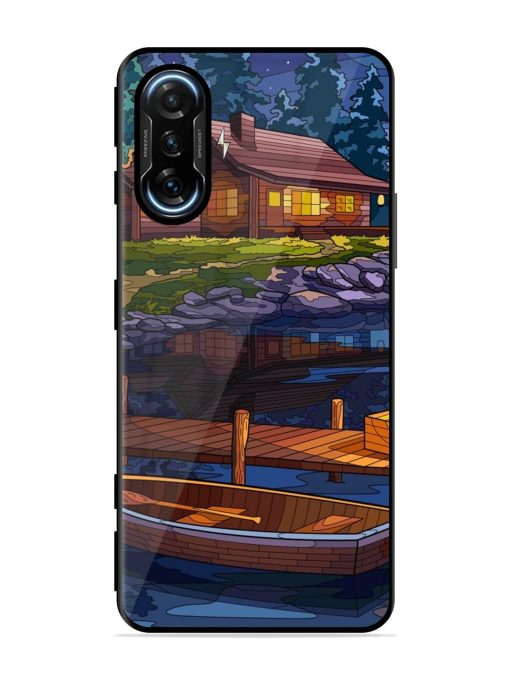 Village Night Scene Glossy Metal Phone Cover for Poco F3 Gt (5G) Zapvi