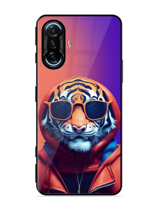 Tiger Animation Glossy Metal Phone Cover for Poco F3 Gt (5G) Zapvi