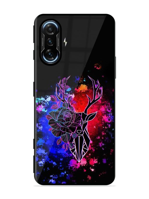 Floral Deer Art Glossy Metal Phone Cover for Poco F3 Gt (5G) Zapvi