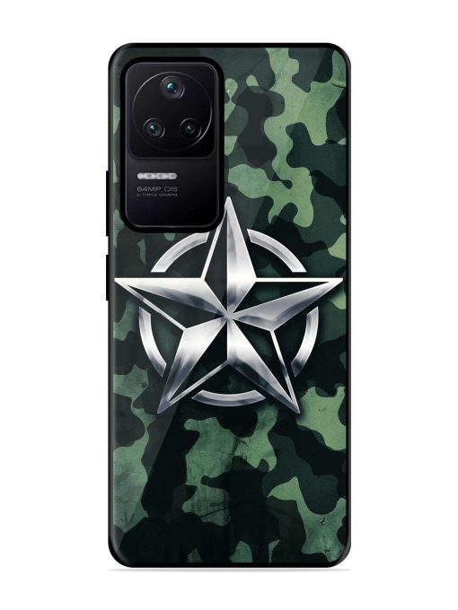 Indian Army Star Design Glossy Metal Phone Cover for Poco F4 (5G) Zapvi