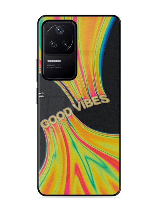 Good Vibes Glossy Metal Phone Cover for Poco F4 (5G) Zapvi