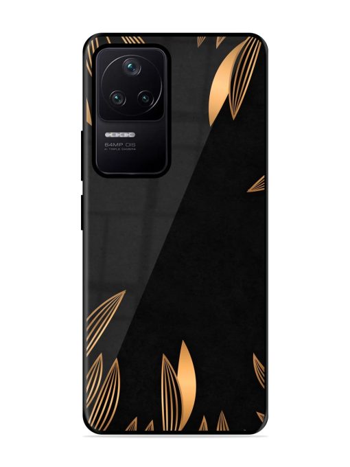 Golden Leaf Pattern Glossy Metal Phone Cover for Poco F4 (5G)