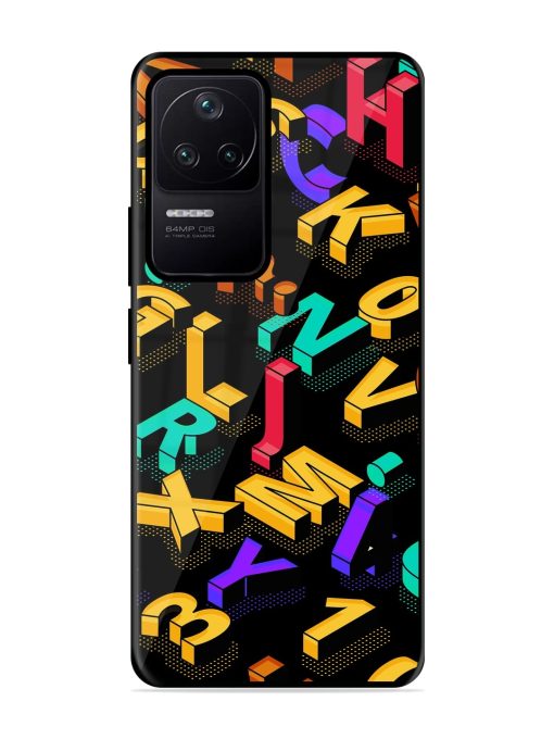 Seamless Pattern With Letters Glossy Metal Phone Cover for Poco F4 (5G)