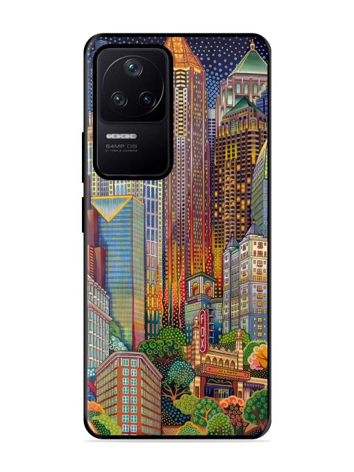 Cityscapes Art Glossy Metal Phone Cover for Poco F4 (5G) Zapvi