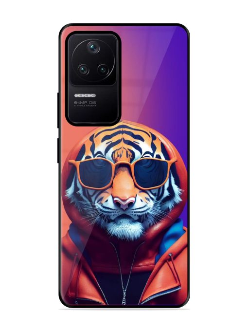 Tiger Animation Glossy Metal Phone Cover for Poco F4 (5G)