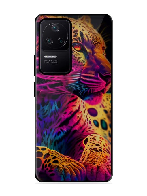 Leopard Art Glossy Metal Phone Cover for Poco F4 (5G) Zapvi