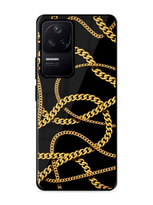 Decorative Golde Chain Glossy Metal Phone Cover for Poco F4 (5G) Zapvi