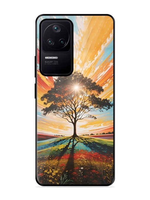 Abstract Tree Colorful Art Glossy Metal Phone Cover for Poco F4 (5G) Zapvi