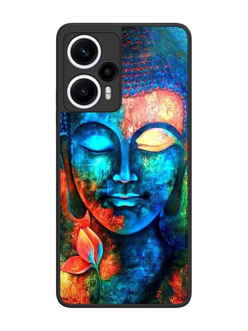 Buddha Painting Glossy Metal Phone Cover for Poco F5 (5G) Zapvi