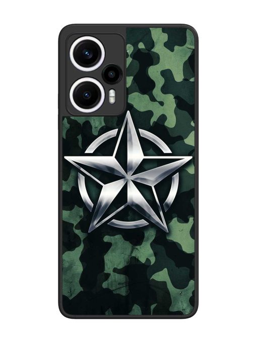 Indian Army Star Design Glossy Metal Phone Cover for Poco F5 (5G) Zapvi